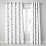 Delicate Neutral Floral Line Art Pattern with Soft Green Flowers Seamless  Readymade Eyelet Ring Top Thermal 100% Blackout Curtains