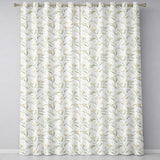 Elegant White Blossom Floral Pattern with Soft Green Leaves Seamless Botanical  Readymade Eyelet Ring Top Thermal 100% Blackout Curtains