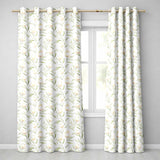 Elegant White Blossom Floral Pattern with Soft Green Leaves Seamless Botanical  Readymade Eyelet Ring Top Thermal 100% Blackout Curtains