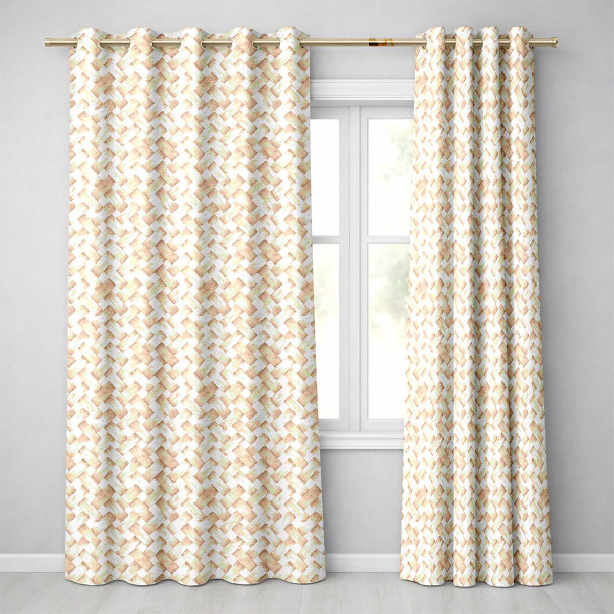 Woven Basket Texture Pattern in Warm Neutral Tones Seamless Rustic Design  Readymade Eyelet Ring Top Thermal 100% Blackout Curtains