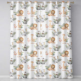 Cute Safari Jungle Animals Lion Elephant Giraffe Zebra Pattern Seamless Design  Readymade Eyelet Ring Top Thermal 100% Blackout Curtains