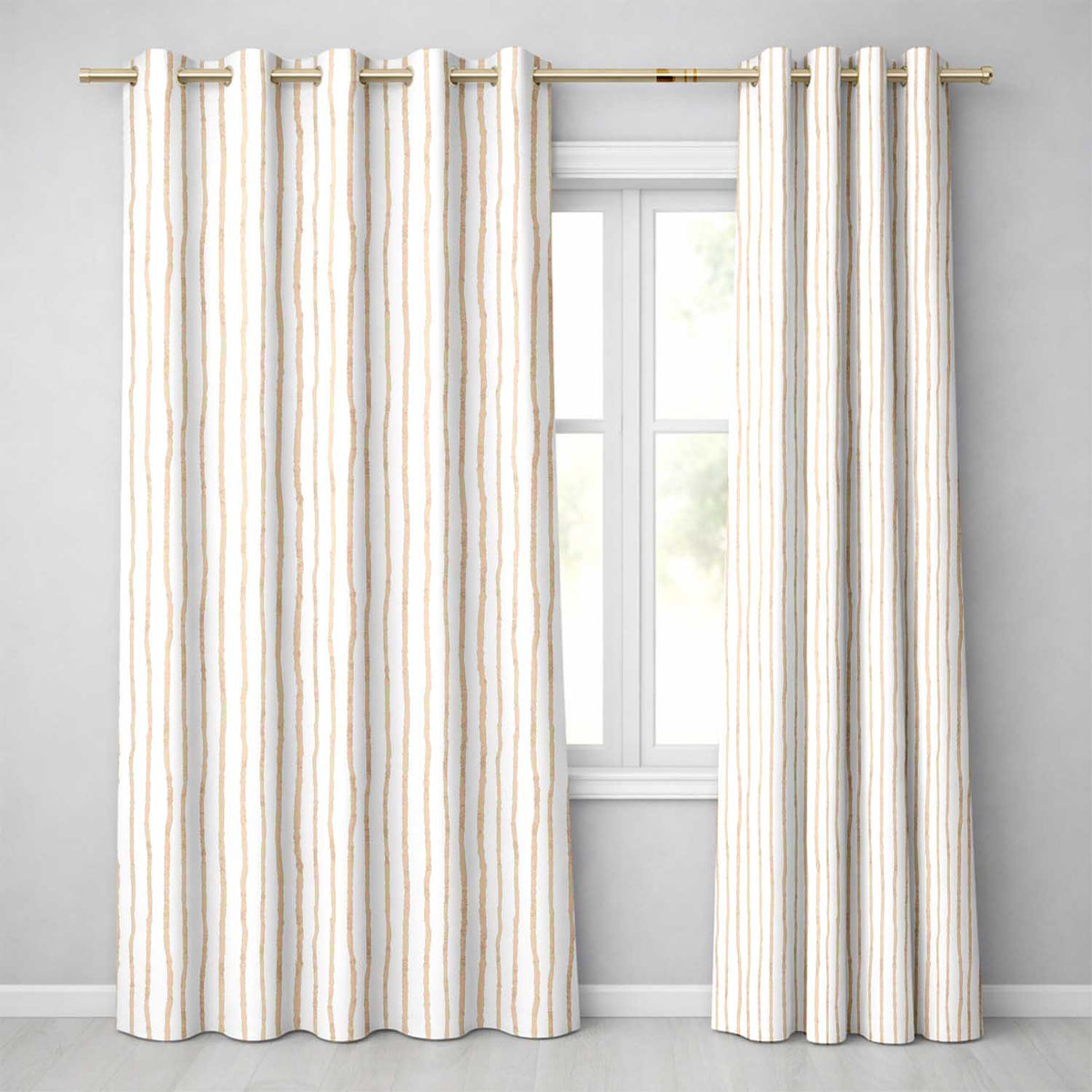 Vertical Wavy Stripe Pattern in Soft Beige on Neutral Background  Design  Readymade Eyelet Ring Top Thermal 100% Blackout Curtains
