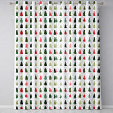 Watercolor Christmas Tree Pattern in Red and Green Festive Seamless Design  Readymade Eyelet Ring Top Thermal 100% Blackout Curtains