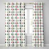 Watercolor Christmas Tree Pattern in Red and Green Festive Seamless Design  Readymade Eyelet Ring Top Thermal 100% Blackout Curtains