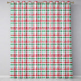 Classic Red Green Plaid Tartan Watercolor  Pattern Festive  Design  Readymade Eyelet Ring Top Thermal 100% Blackout Curtains