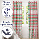 Classic Red Green Plaid Tartan Watercolor  Pattern Festive  Design  Readymade Eyelet Ring Top Thermal 100% Blackout Curtains