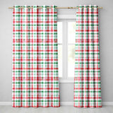 Classic Red Green Plaid Tartan Watercolor  Pattern Festive  Design  Readymade Eyelet Ring Top Thermal 100% Blackout Curtains