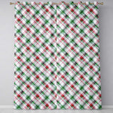 Hand Painted Red Green Stripe  Pattern Christmas  Design  Readymade Eyelet Ring Top Thermal 100% Blackout Curtains