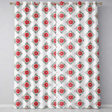 Watercolor Poinsettia Floral Christmas Seamless Pattern with Greenery Accents  Readymade Eyelet Ring Top Thermal 100% Blackout Curtains