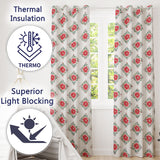 Watercolor Poinsettia Floral Christmas Seamless Pattern with Greenery Accents  Readymade Eyelet Ring Top Thermal 100% Blackout Curtains
