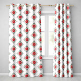 Watercolor Poinsettia Floral Christmas Seamless Pattern with Greenery Accents  Readymade Eyelet Ring Top Thermal 100% Blackout Curtains