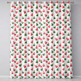 Cute Red and Green Christmas Bells Watercolor  Pattern Festive Holiday Design  Readymade Eyelet Ring Top Thermal 100% Blackout Curtains