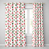 Cute Red and Green Christmas Bells Watercolor  Pattern Festive Holiday Design  Readymade Eyelet Ring Top Thermal 100% Blackout Curtains