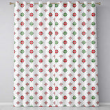 Cute Scandinavian Style Red and Green Floral  Pattern Christmas Folk Art Design  Readymade Eyelet Ring Top Thermal 100% Blackout Curtains