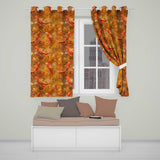 Autumn Koi Fish with Golden Maple Leaves  Pattern Warm Watercolor Nature Design  Readymade Eyelet Ring Top Thermal 100% Blackout Curtains