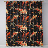 Elegant Koi Fish Swimming on Dark Water with Falling Leaves Japanese Style  Readymade Eyelet Ring Top Thermal 100% Blackout Curtains
