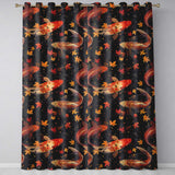 Dark Autumn Pond Koi Fish and Falling Maple Leaves Pattern Rich Seasonal Design  Readymade Eyelet Ring Top Thermal 100% Blackout Curtains