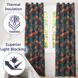 Koi Fish in Clear Blue Water with Autumn Leaves Pattern Nature Inspired  Readymade Eyelet Ring Top Thermal 100% Blackout Curtains