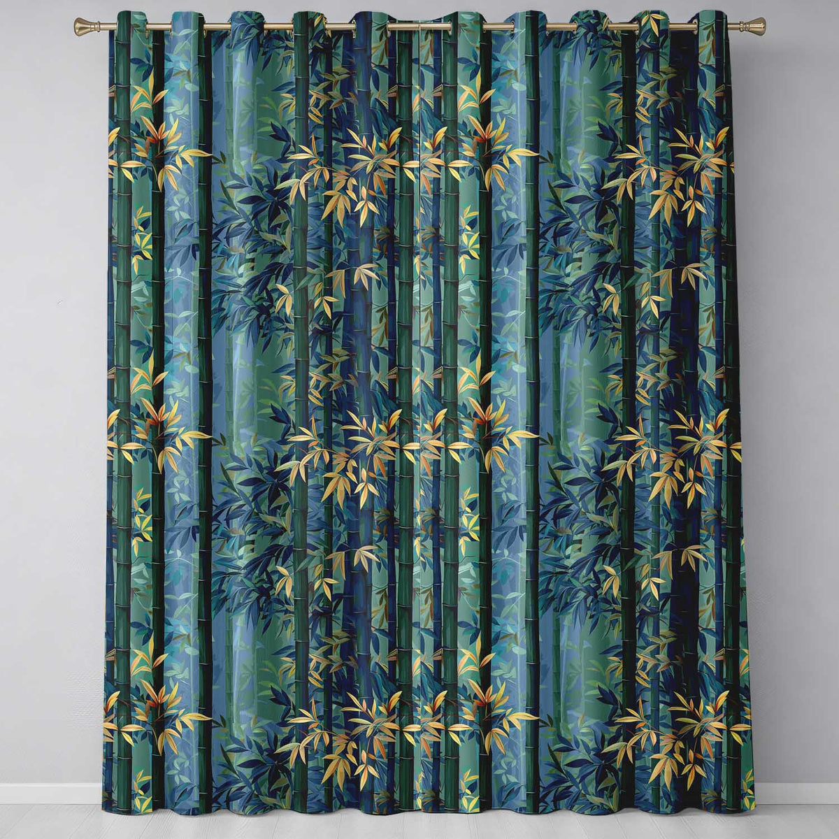 Serene Bamboo Forest with Soft Mist  Pattern Asian Nature Botanical Design  Readymade Eyelet Ring Top Thermal 100% Blackout Curtains