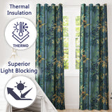 Serene Bamboo Forest with Soft Mist  Pattern Asian Nature Botanical Design  Readymade Eyelet Ring Top Thermal 100% Blackout Curtains