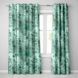 Elegant Bamboo Stalks and Leaves  Pattern Calm Green Botanical Background  Readymade Eyelet Ring Top Thermal 100% Blackout Curtains