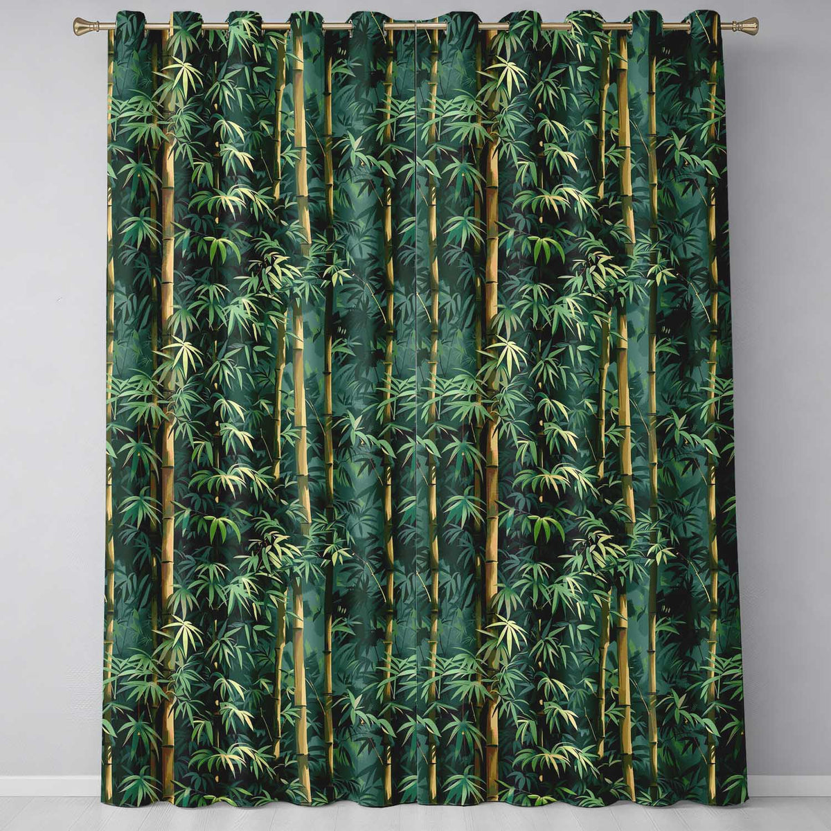 Dense Bamboo Jungle Leaves Seamless Pattern Lush Tropical Botanical Design  Readymade Eyelet Ring Top Thermal 100% Blackout Curtains