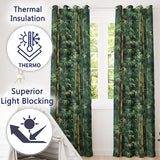 Dense Bamboo Jungle Leaves Seamless Pattern Lush Tropical Botanical Design  Readymade Eyelet Ring Top Thermal 100% Blackout Curtains