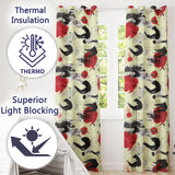 Abstract Japanese Ink Brush Strokes with Red Sun Accents Modern Calligraphy Art  Readymade Eyelet Ring Top Thermal 100% Blackout Curtains
