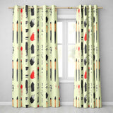 Traditional Japanese Calligraphy Tools and Brush Strokes Layout  Readymade Eyelet Ring Top Thermal 100% Blackout Curtains