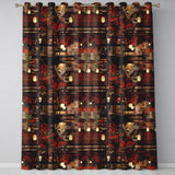 Artistic Cat with Red Flowers in Japanese Style Interior   Decorative Textile  Readymade Eyelet Ring Top Thermal 100% Blackout Curtains