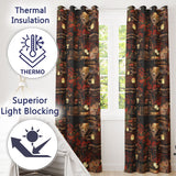 Artistic Cat with Red Flowers in Japanese Style Interior   Decorative Textile  Readymade Eyelet Ring Top Thermal 100% Blackout Curtains