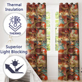 Cute Cartoon Cats with Cherry Blossoms and Lantern Decor Playful Japanese Theme  Readymade Eyelet Ring Top Thermal 100% Blackout Curtains