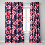 Stylized Cherry Blossom Flowers with Heart Buds  Pattern Modern Romantic Floral  Readymade Eyelet Ring Top Thermal 100% Blackout Curtains