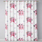 Cute Watercolor Roses Bouquet with Red Ribbon White Background  Readymade Eyelet Ring Top Thermal 100% Blackout Curtains