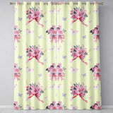 Cute Watercolor Roses Bouquet with Red Ribbon Light Beige Background  Readymade Eyelet Ring Top Thermal 100% Blackout Curtains