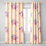 Cute Watercolor Roses Bouquet with Red Ribbon Peach Background  Readymade Eyelet Ring Top Thermal 100% Blackout Curtains