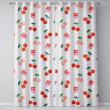 Cute Cherry Fruit with Bow and Sprinkles Seamless Pattern Grey Background  Readymade Eyelet Ring Top Thermal 100% Blackout Curtains