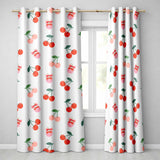 Cute Cherry Fruit with Bow and Sprinkles Seamless Pattern Grey Background  Readymade Eyelet Ring Top Thermal 100% Blackout Curtains