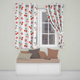 Cute Cherry Fruit with Bow and Sprinkles Seamless Pattern Soft Beige Background  Readymade Eyelet Ring Top Thermal 100% Blackout Curtains