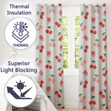 Cute Cherry Fruit with Bow and Sprinkles Seamless Pattern Soft Lilac Background  Readymade Eyelet Ring Top Thermal 100% Blackout Curtains