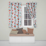 Cute Cherry Fruit with Bow and Sprinkles  Pattern Blue Stripe Background  Readymade Eyelet Ring Top Thermal 100% Blackout Curtains