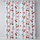 Cute Cherry Fruit with Bow and Sprinkles  Pattern Blue Stripe Background  Readymade Eyelet Ring Top Thermal 100% Blackout Curtains