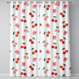 Cute Cherry Fruit with Bow and Sprinkles Seamless Pattern Light Grey Background  Readymade Eyelet Ring Top Thermal 100% Blackout Curtains