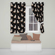 Cute Alpaca Llama Farm Animals Floral Seamless Pattern Black Background  Readymade Eyelet Ring Top Thermal 100% Blackout Curtains