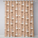 Cute Alpaca Llama Farm Animals Floral Seamless Pattern Peach Background  Readymade Eyelet Ring Top Thermal 100% Blackout Curtains