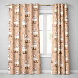 Cute Alpaca Llama Farm Animals Floral Seamless Pattern Peach Background  Readymade Eyelet Ring Top Thermal 100% Blackout Curtains