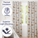 Cute Alpaca Llama Farm Animals Floral Seamless Pattern Cream Background  Readymade Eyelet Ring Top Thermal 100% Blackout Curtains