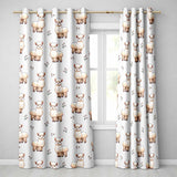 Cute Alpaca Llama Farm Animals Floral Seamless Pattern Cream Background  Readymade Eyelet Ring Top Thermal 100% Blackout Curtains