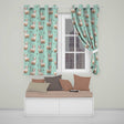Cute Alpaca Llama Farm Animals Floral Seamless Pattern Mint Green Background  Readymade Eyelet Ring Top Thermal 100% Blackout Curtains