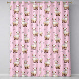 Cute Alpaca Llama Farm Animals Floral Seamless Pattern Blush Pink Background  Readymade Eyelet Ring Top Thermal 100% Blackout Curtains
